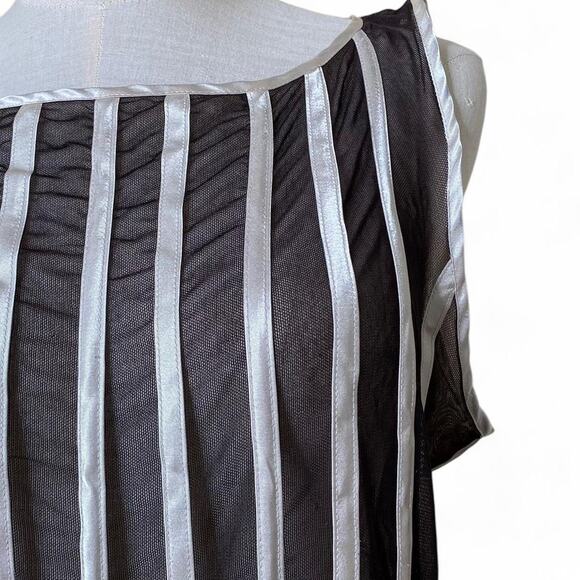 Vintage black and off white micro mesh maxi dress - Picture 5 of 7
